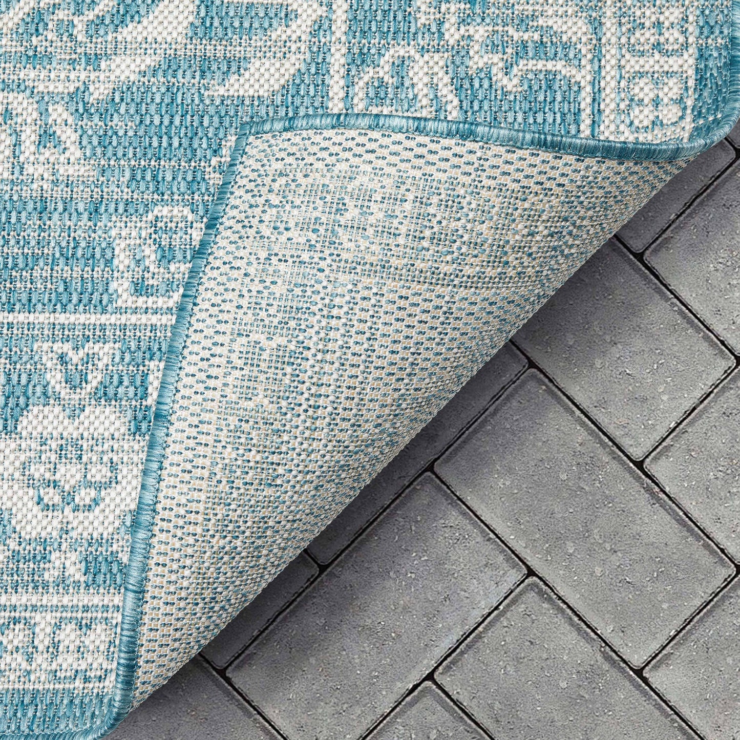 Delphi Oriental Persian Indoor/Outdoor Blue Flat-Weave Rug: 5'3" x 7'3"