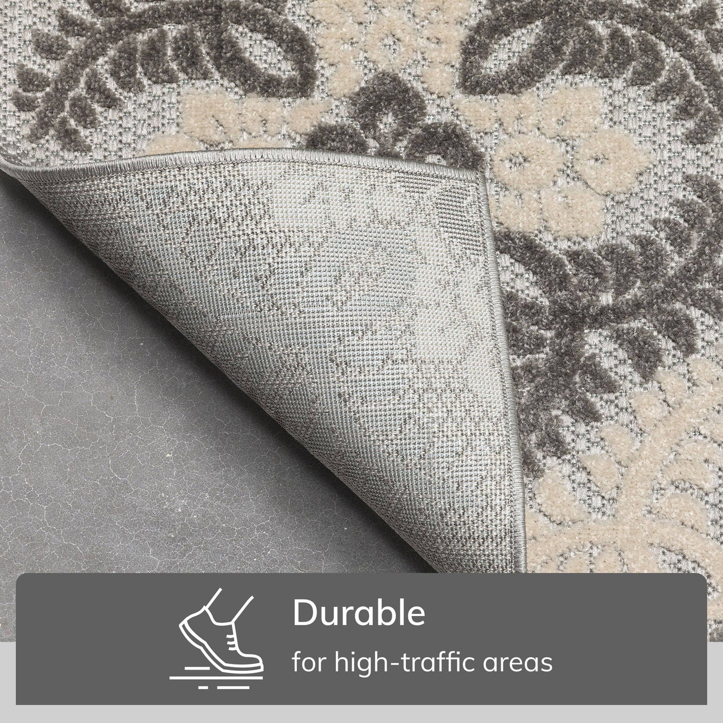 Loewy Modern Geometric Indoor/Outdoor Grey High-Low Rug: 5'3" x 7'3"