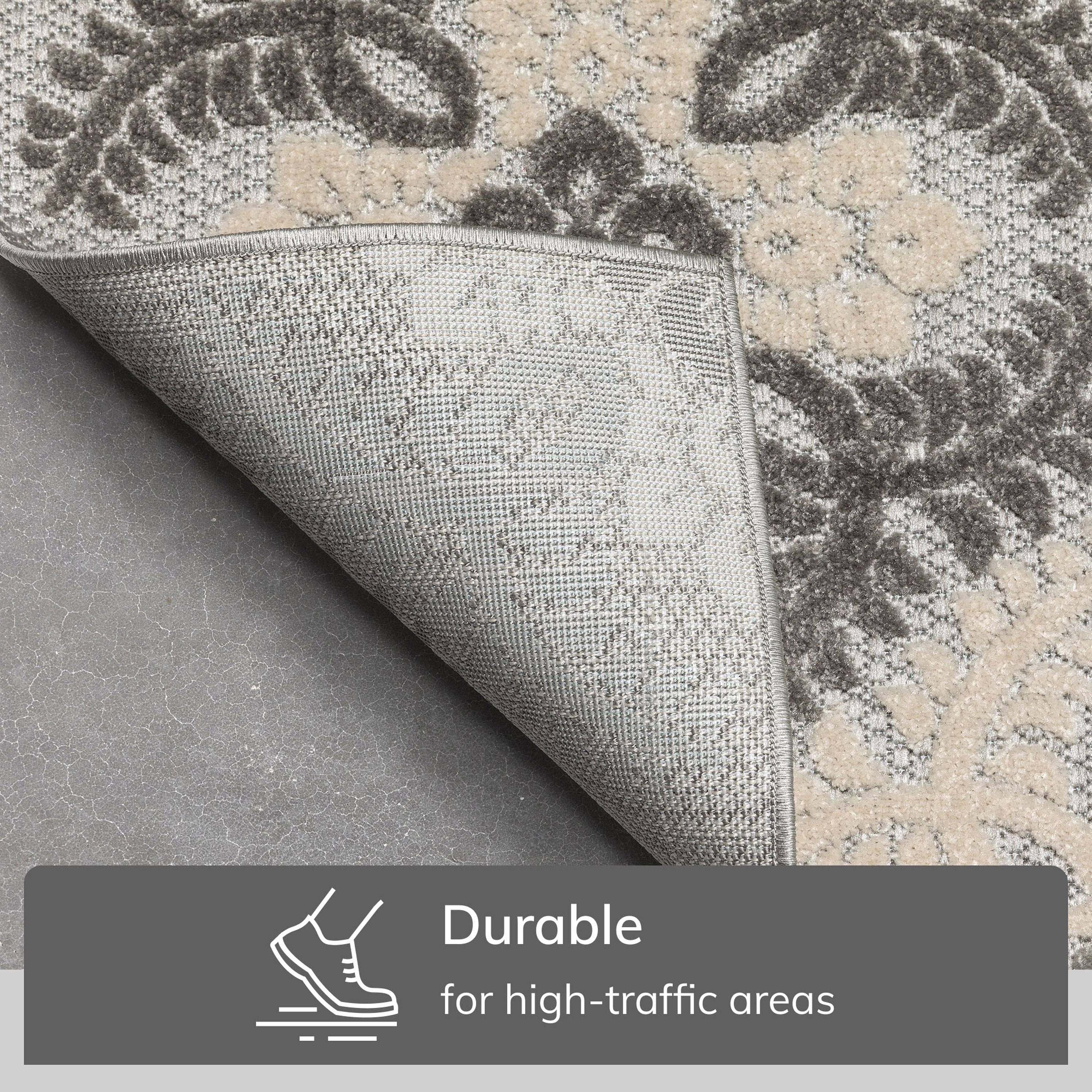 Loewy Modern Geometric Indoor/Outdoor Grey High-Low Rug: 5'3" x 7'3"