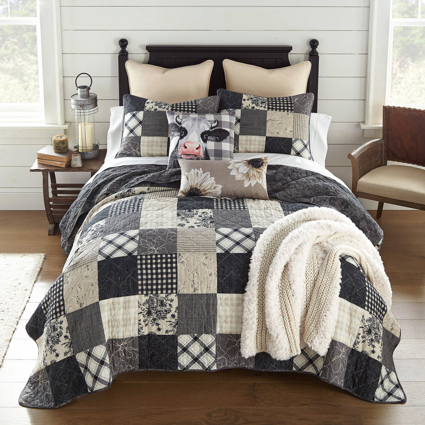 Donna Sharp Augusta 3pc Cotton Pieced Quilt Set: Queen