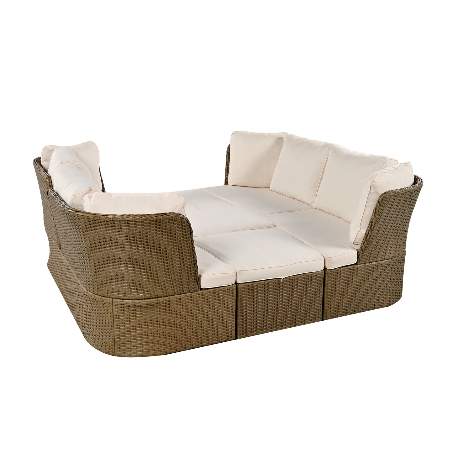 U_Style Customizable Outdoor Patio Furniture Set, Wicker Furniture Sofa Set with Thick Cushions, Suitable for Backyard, Porch.
