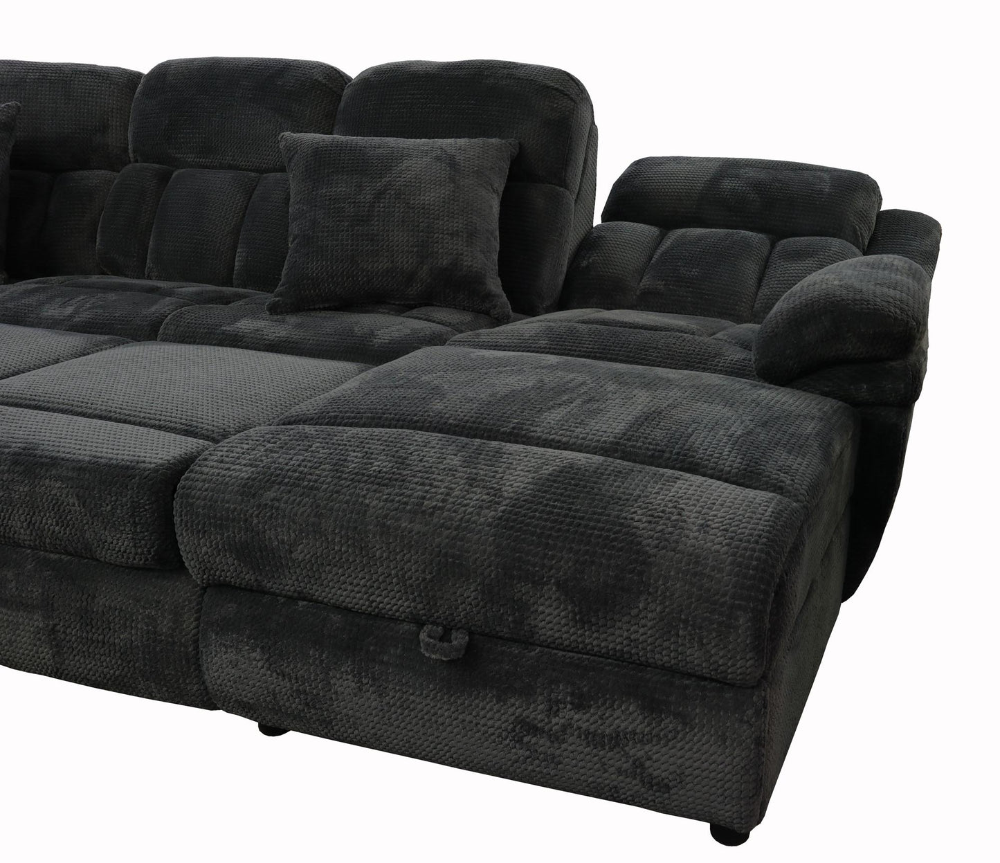 Power Reclining Sectional with Popup Sleeper and Power Chaise - Charcoal Gray