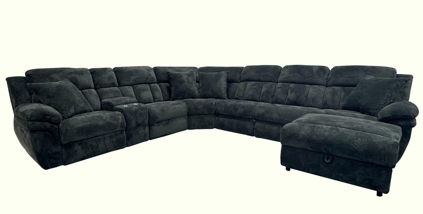 Power Reclining Sectional with Popup Sleeper and Power Chaise - Charcoal Gray