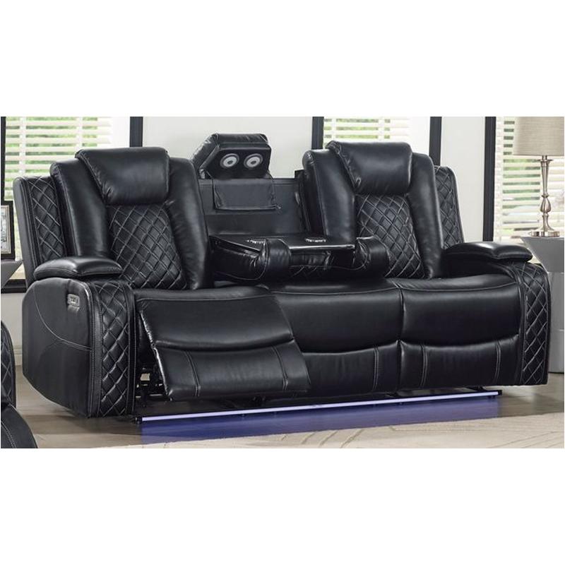 Closeout Orion Black LED Power Headrest and Footrest Sofa and Loveseat