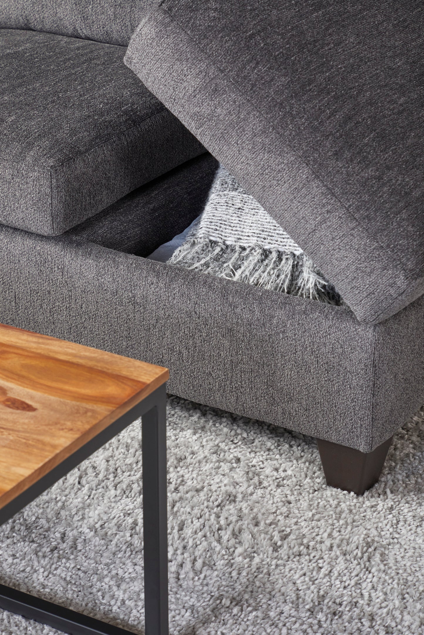 Storage Charcoal Gray Ash Sectional