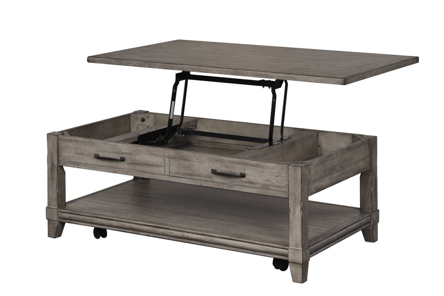 Rustic Gray Lift Top USB Coffee Table Set