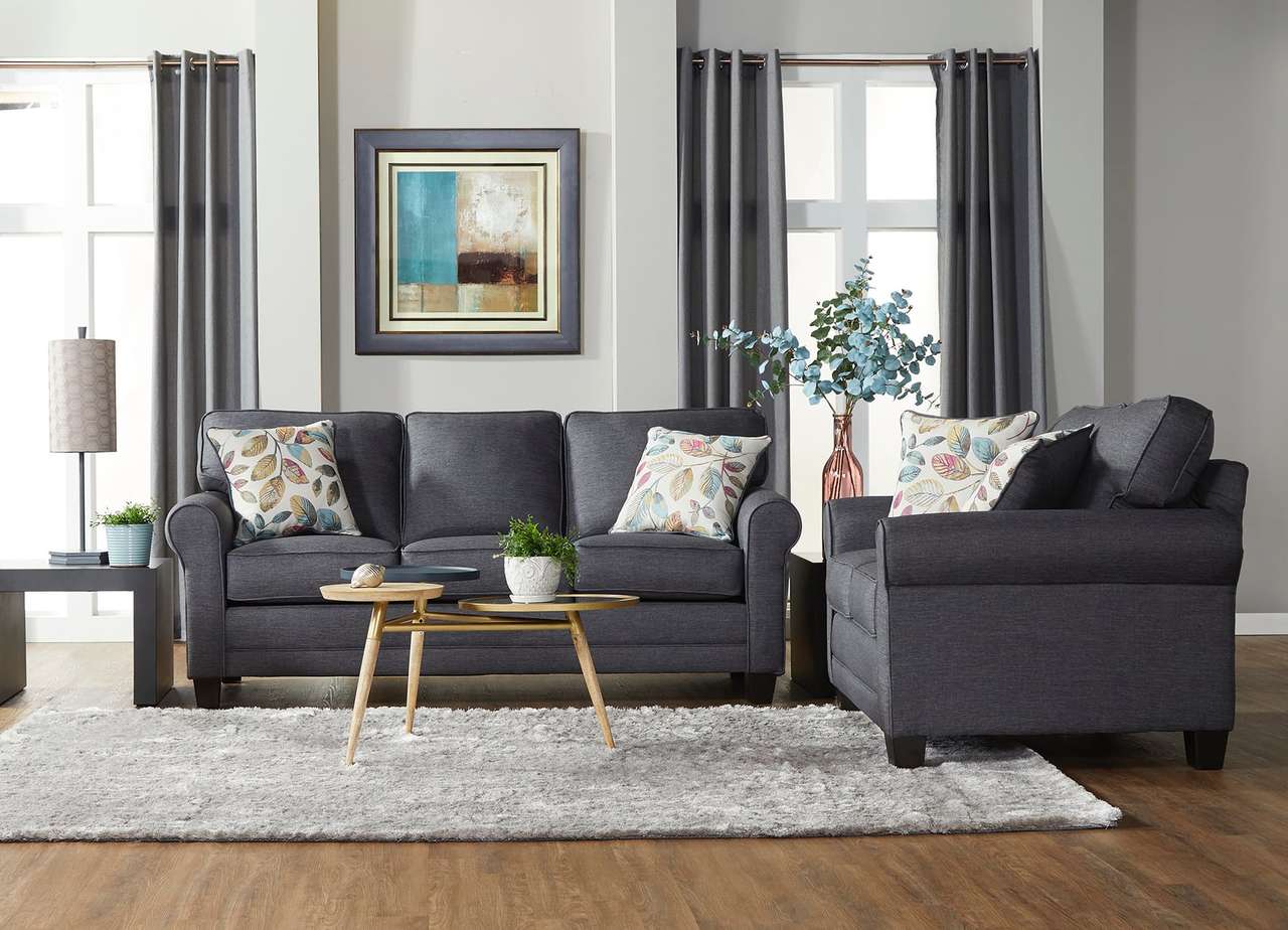 Jitterbug Charcoal Gray Sofa and Loveseat – My Furniture Place