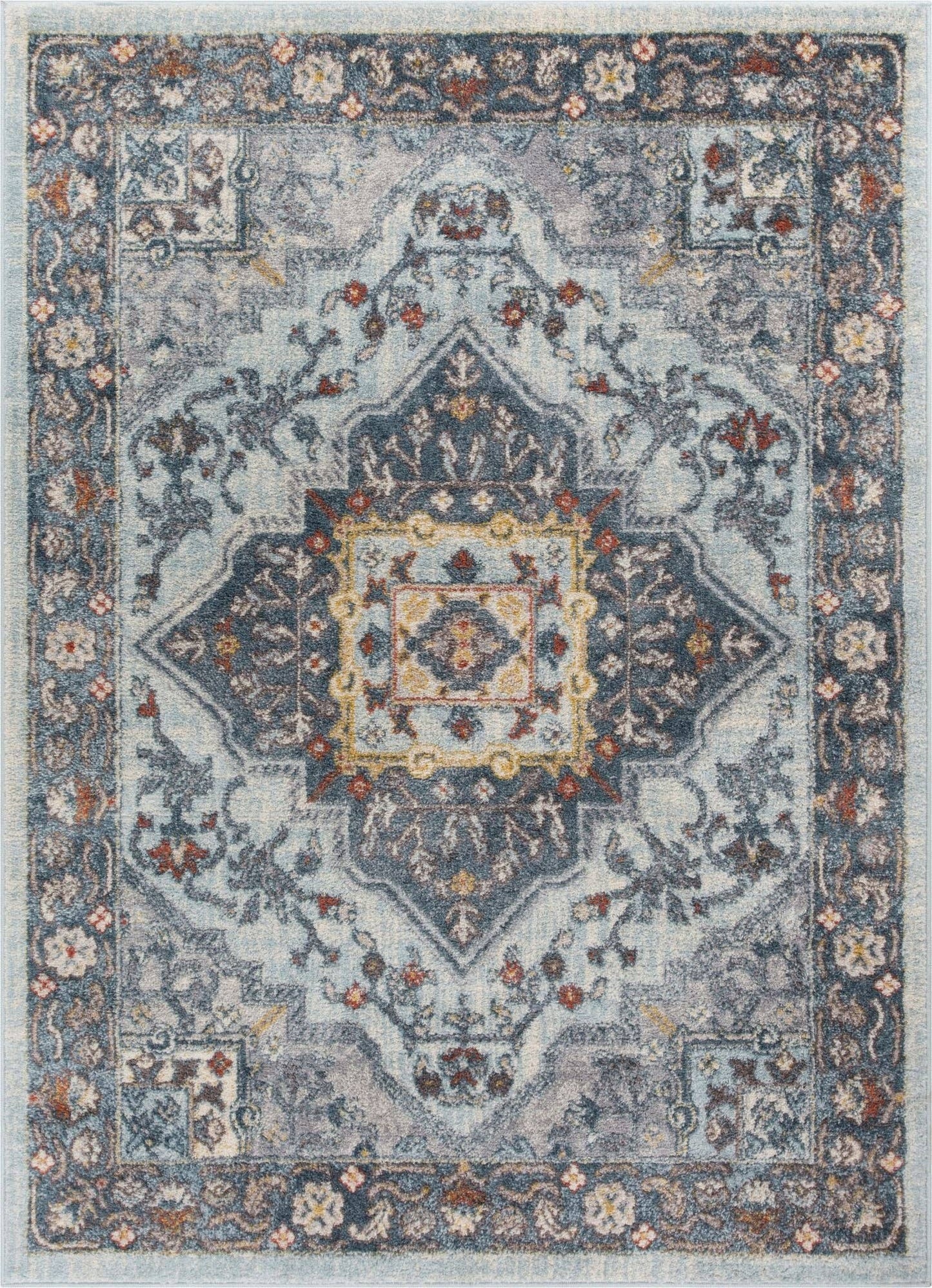 Cleo Blue Modern Vintage Rug: 5'3" x 7'3"