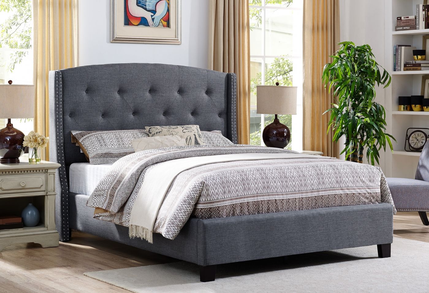 Eva Grey Platform Bed