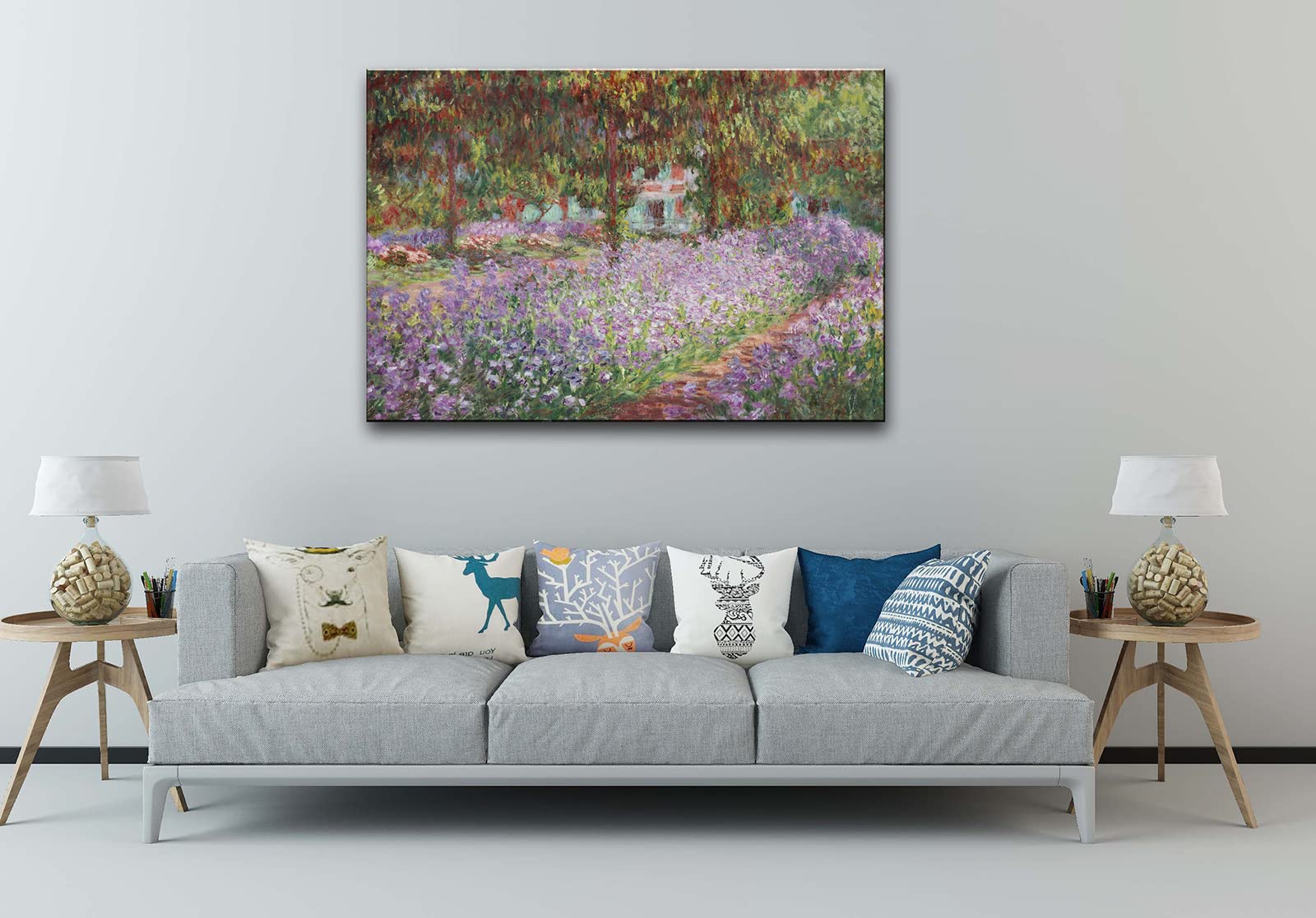 Irises in Monet's Garden, 1900 by Claude Monet - Large Canvas Art Wall Decor Painting Print Framed -24" x 36"