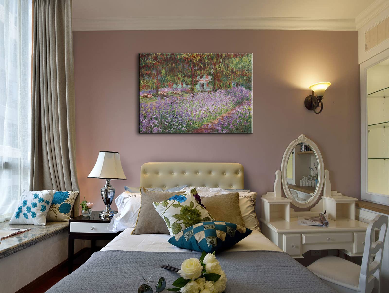 Irises in Monet's Garden, 1900 by Claude Monet - Large Canvas Art Wall Decor Painting Print Framed -24" x 36"