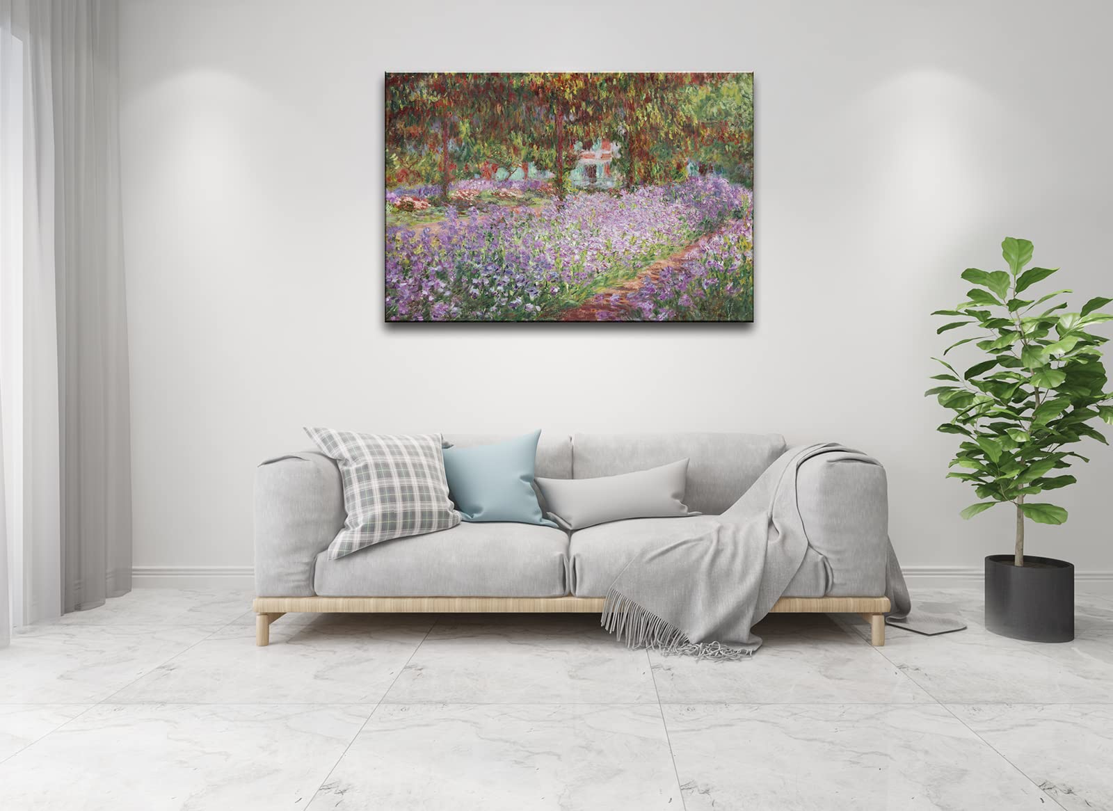 Irises in Monet's Garden, 1900 by Claude Monet - Large Canvas Art Wall Decor Painting Print Framed -24" x 36"