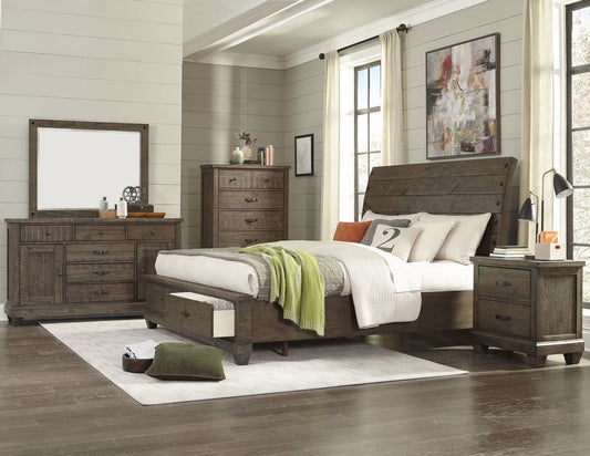 Brown Pine Saw Queen Bedroom Set