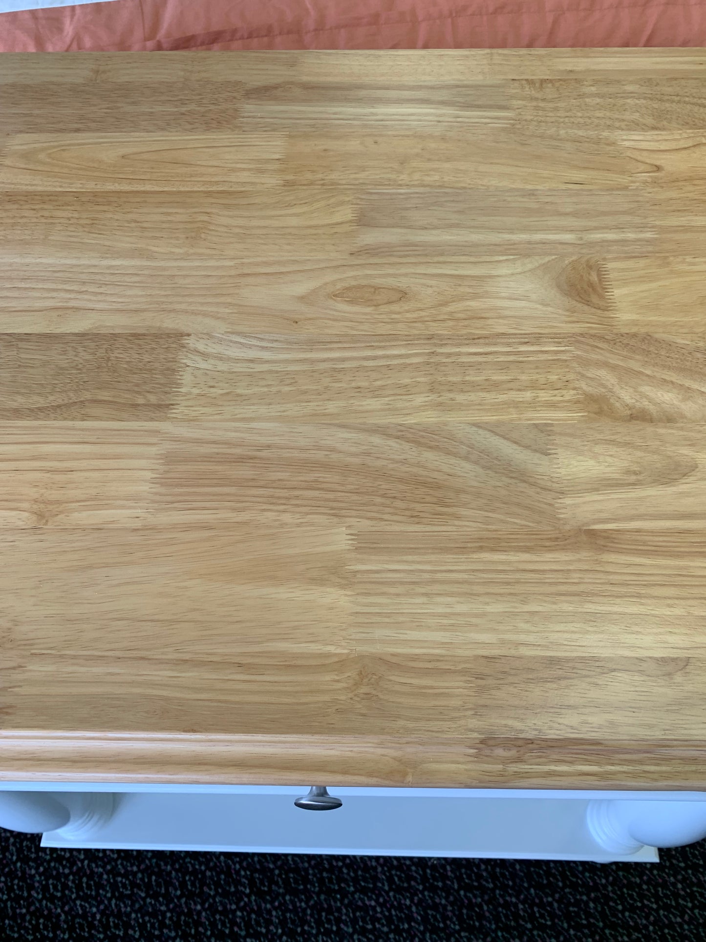 White and Natural Kitchen Island