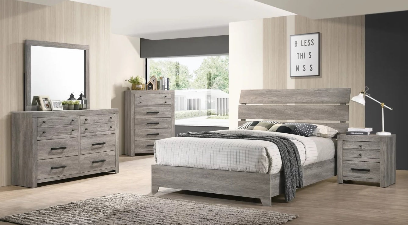 Tundra Gray Sleigh Platform Queen Bedroom Set