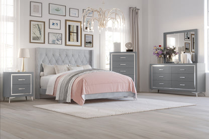 Huxley Contemporary Glam Gray Queen Bedroom Set