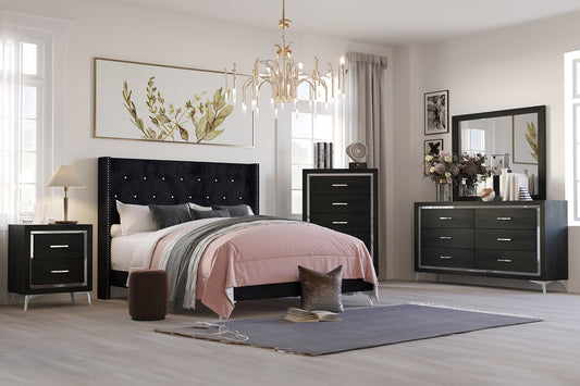 Huxley Contemporary Glam Black King Bedroom Set