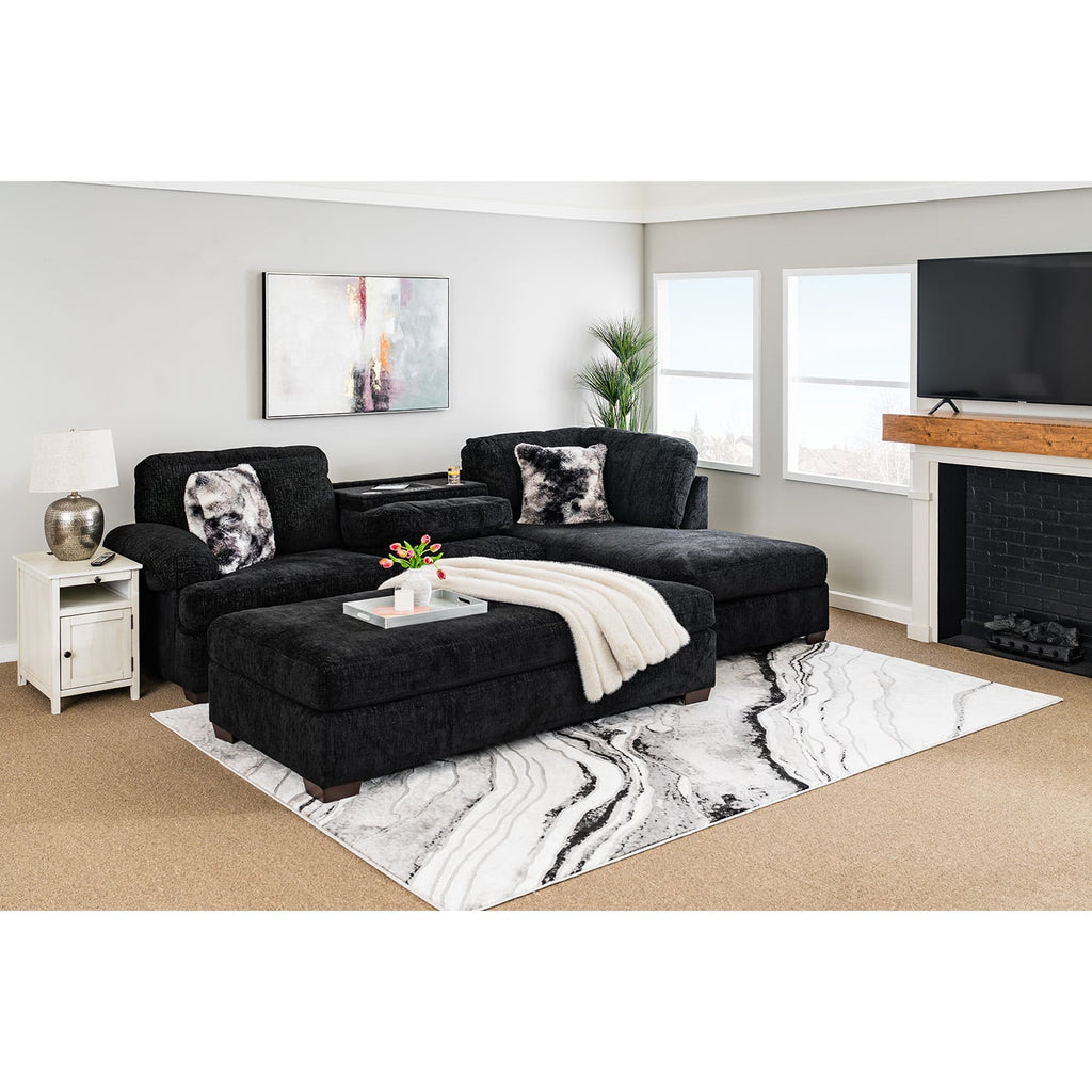Bluetooth Immersive Sound Home Theatre Ebony Sectional with Drop Down Table