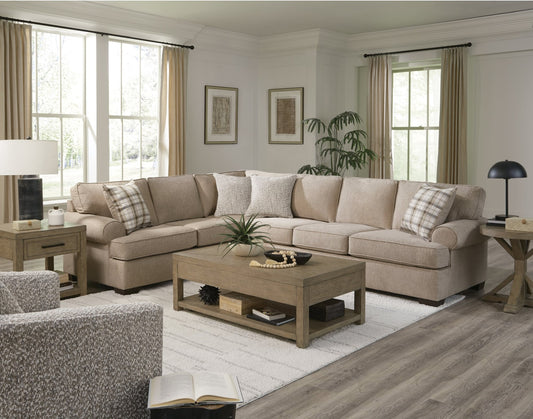 Oatmeal Transitional Rolled Arm Sectional
