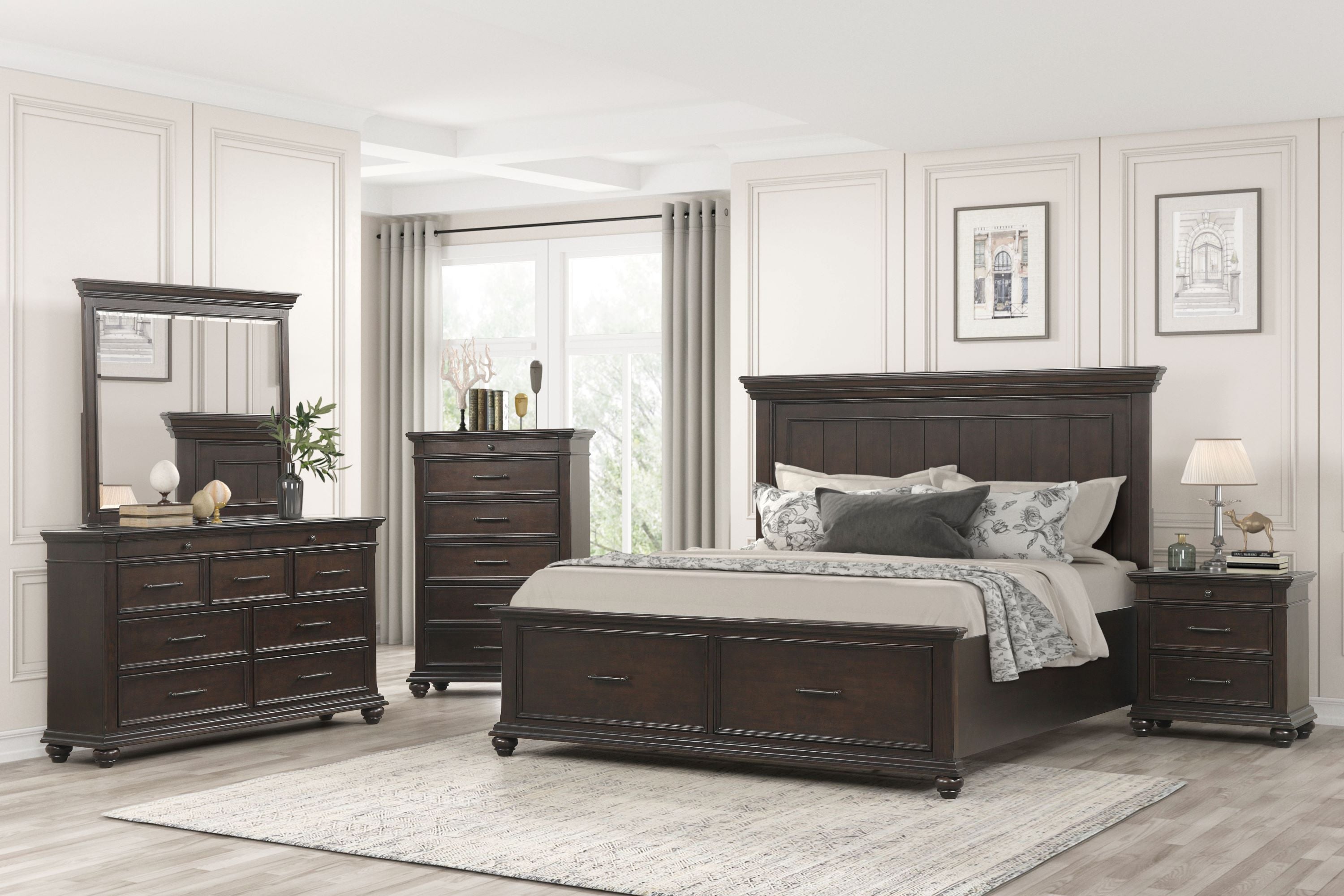 Brooks Plank Storage Bedroom Set with USB Nightstands