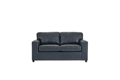 Bently Royal Blue Leather Sofa and Loveseat