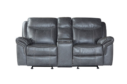 Graphite Gray Reclining USB Storage Sofa and Gliding Reclining Loveseat