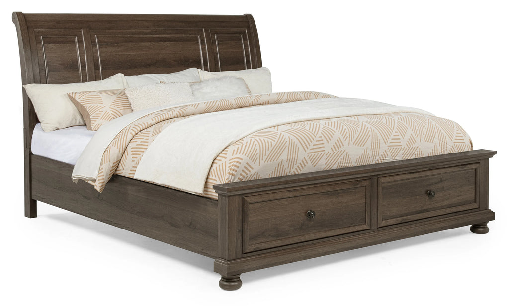Claribelle Walnut Brown Sleigh Storage Queen Bedroom Set