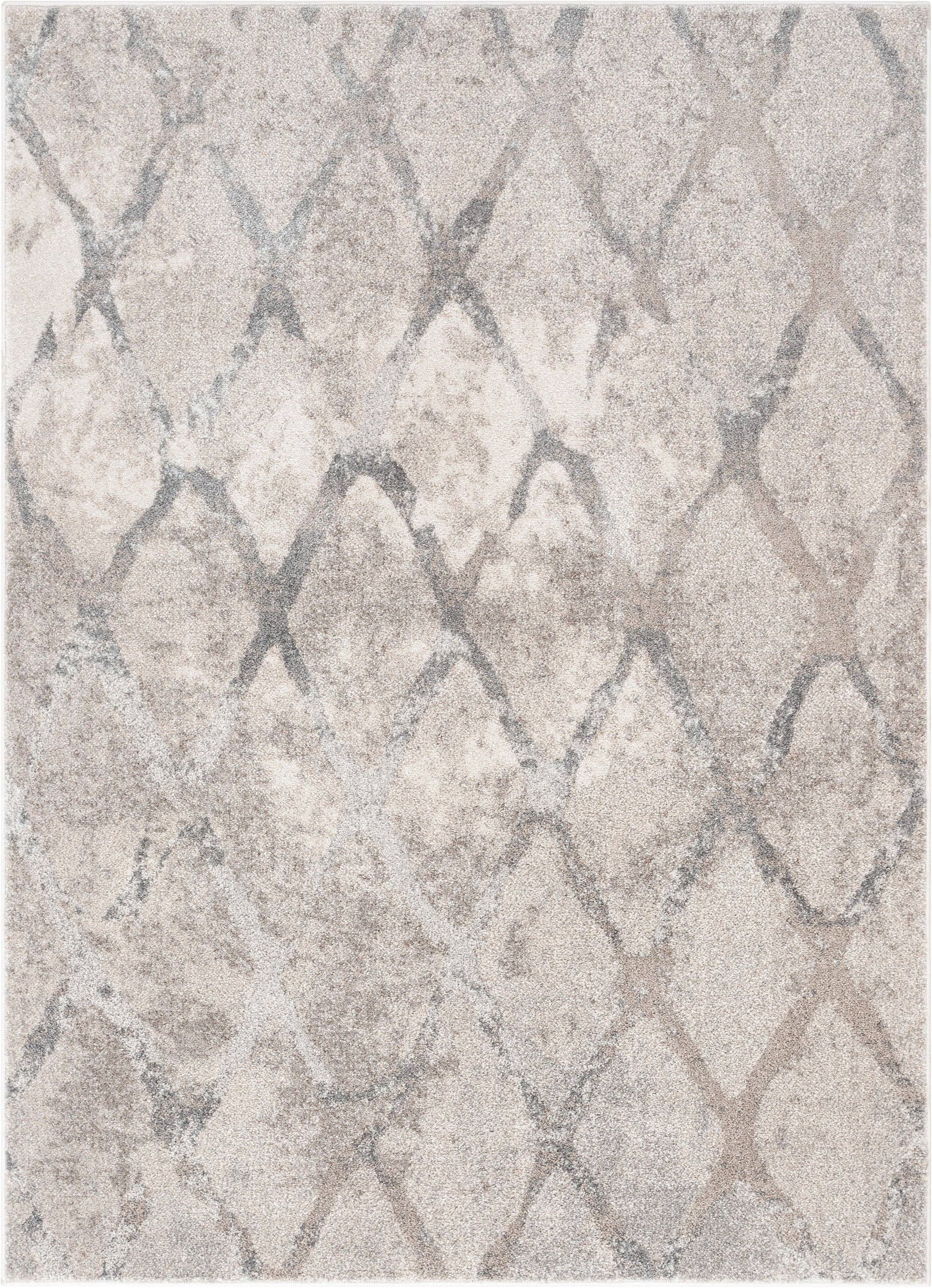 Cecil Moroccan Lattice Trellis Ivory Vintage Rug: 5'3" x 7'3"