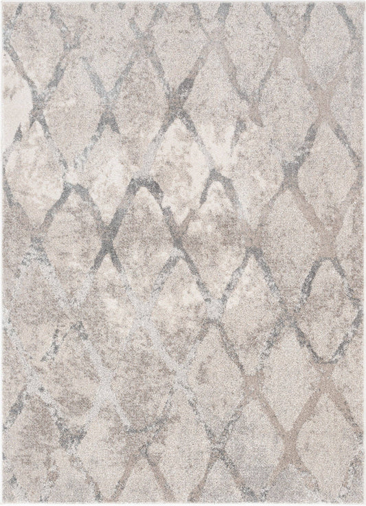 Cecil Moroccan Lattice Trellis Ivory Vintage Rug: 5'3" x 7'3"