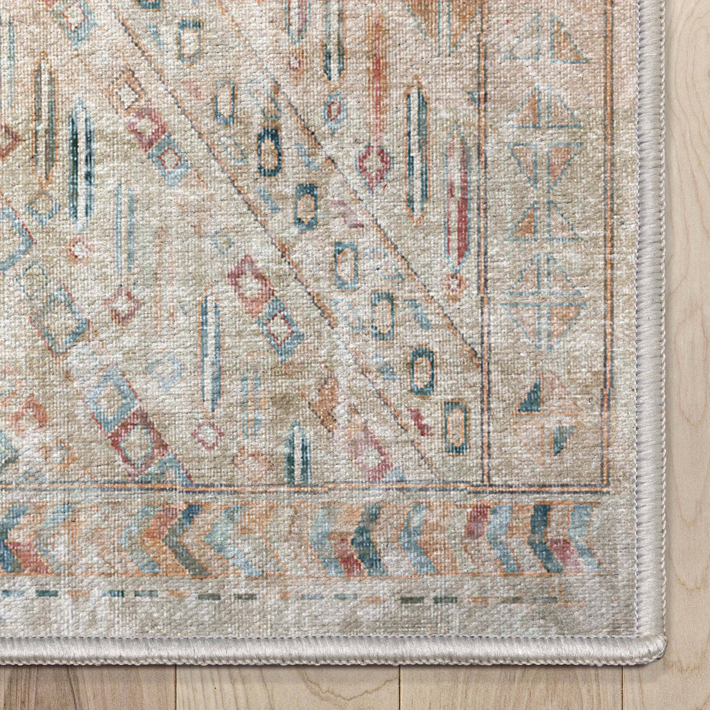 Anya Vintage Tribal Chevron Ivory Flat-Weave Rug: 5'3" x 7'3"
