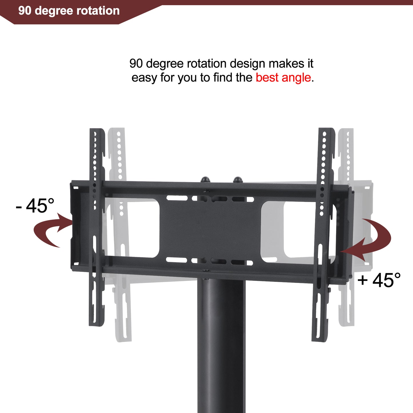 35.4 inch Black Multi-function TV Stand Height Adjustable Bracket Swivel 3-Tier