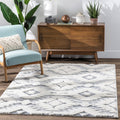 Ares Moroccan Diamond Trellis Grey High-Low Shag Rug: 5'3" x 7'3"