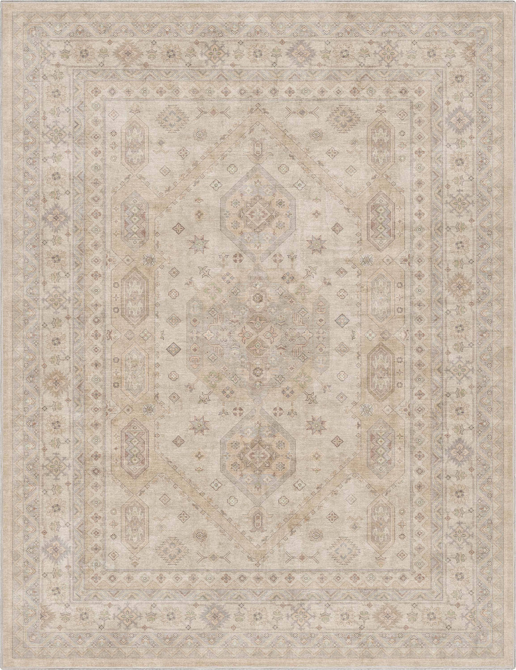 Nicosia Vintage Tribal Medallion Beige Flat-Weave Rug: Rectangular / 5'3" x 7'3"