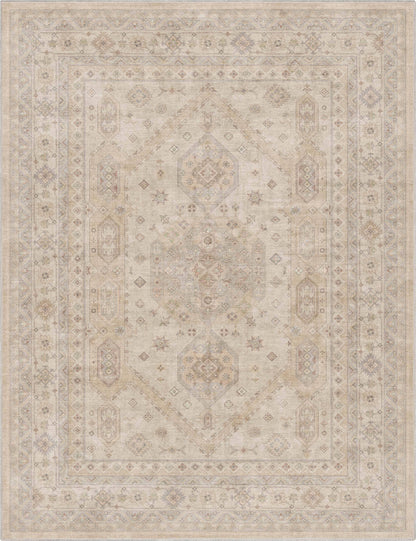 Nicosia Vintage Tribal Medallion Beige Flat-Weave Rug: Rectangular / 5'3" x 7'3"