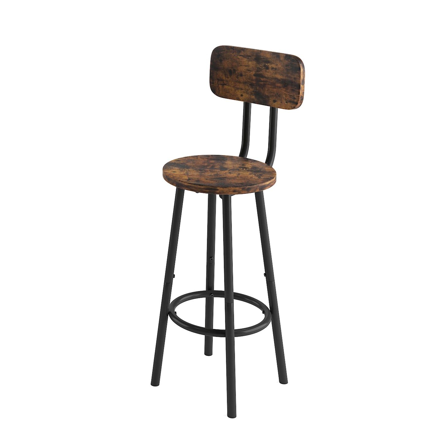 Bar table, equipped with 2 bar stools , with backrest and partition (Rustic Brown)