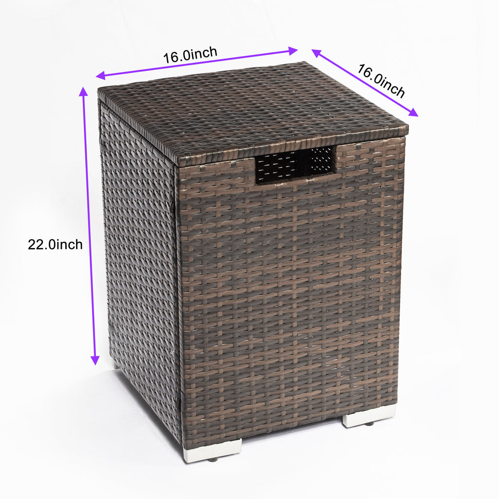 Outdoor Rectangle Fire Pit Table with Propane Tank Cover