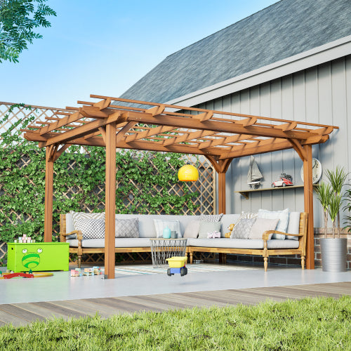 10' x 12' Wooden Grape Trellis Outdoor Pergola