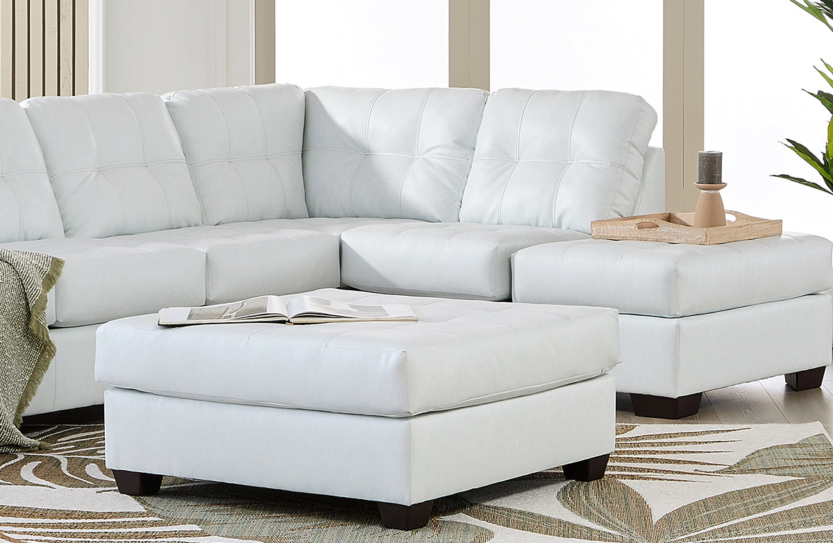 Trotter White Tufted Top Ottoman