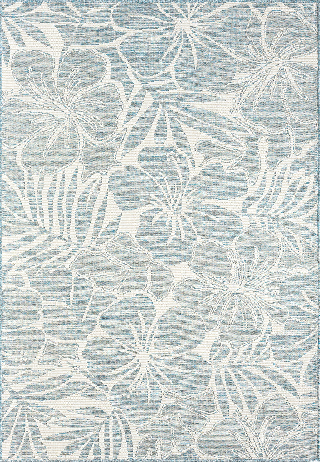 Ocean Blue Tropical Flower Indoor/Outdoor Area Rug: 5'3" x 7'6"