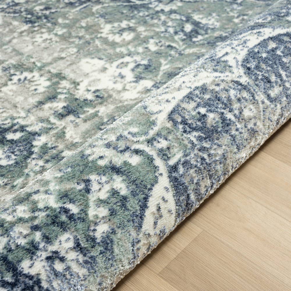 Angela Classic Traditional Blue Polyester Indoor Area Rug: 5' x 7'