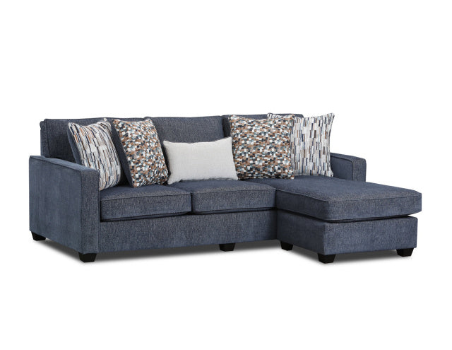 Indigo Navy Reversible Chaise Sofa with Pillows