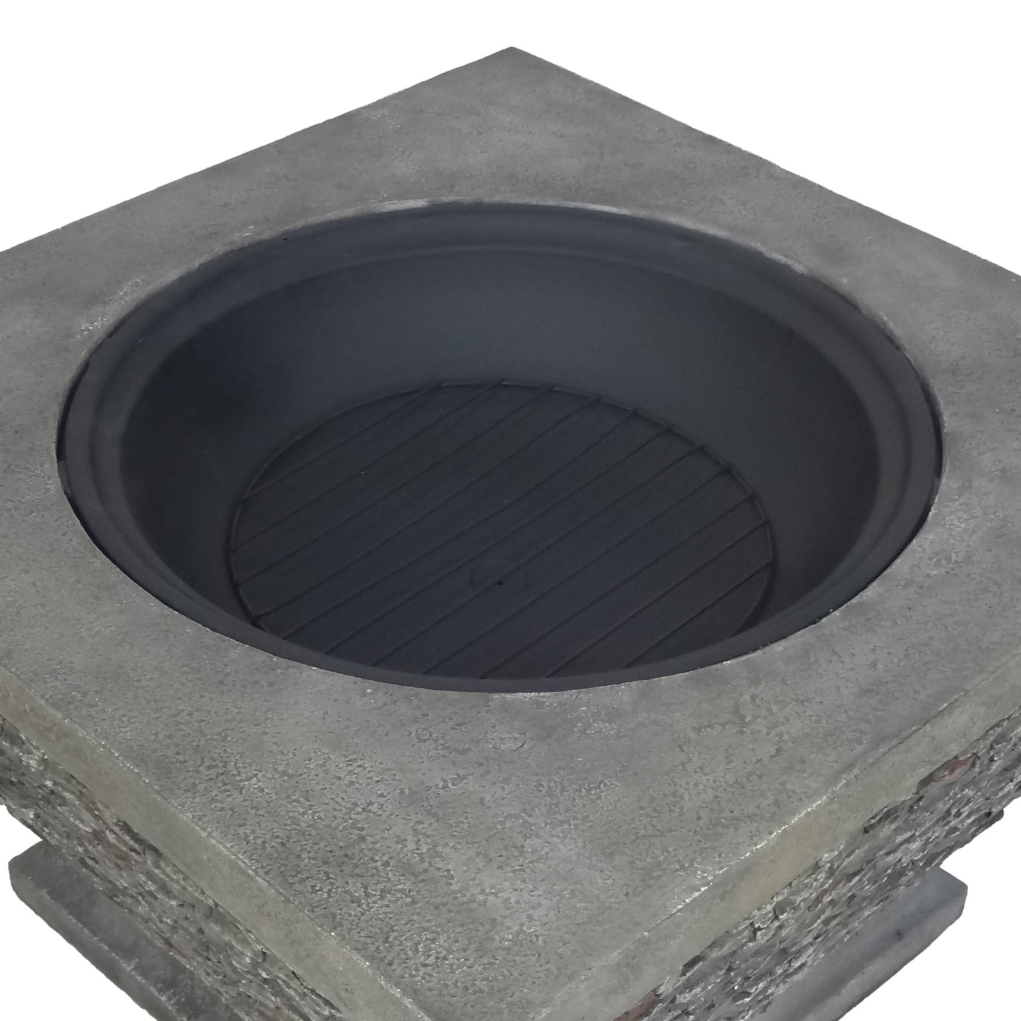 32"  MgO Light-Weight Concrete Wood Burning Square Fire Pit, Grey