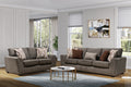Fossil Gray/Brown Textured Fabric Sofa and Loveseat