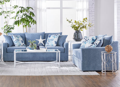 Molly Slate Blue Sofa and Loveseat