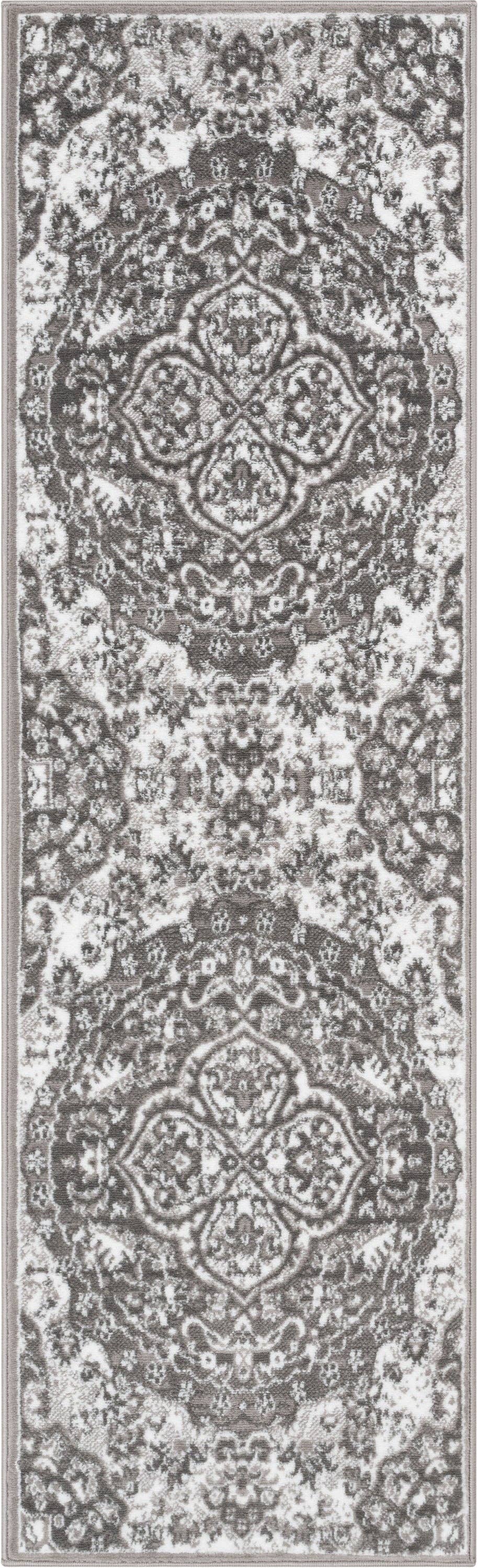 Granada Transitional Oriental Medallion Pattern Grey Rug: 5'3" x 7'3"