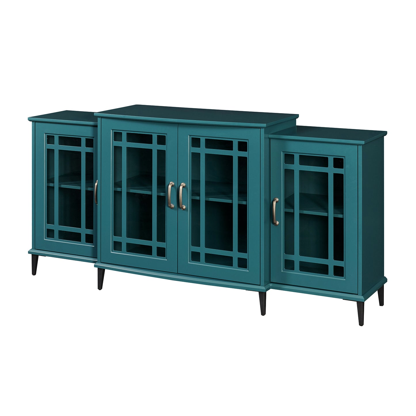 62" TV Stand, Buffet Sideboard Cabinet, Teal Blue