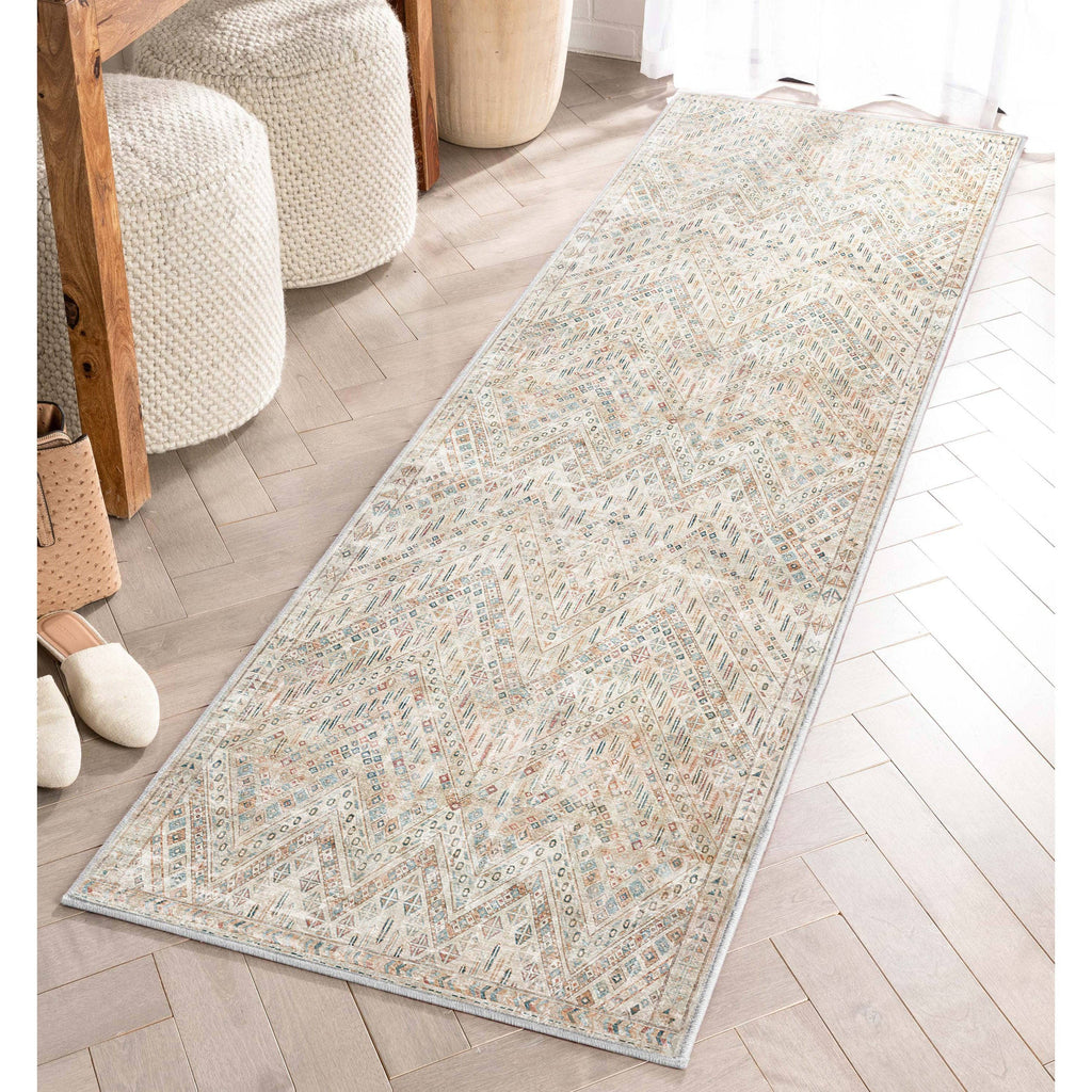 Anya Vintage Tribal Chevron Ivory Flat-Weave Rug: 5'3" x 7'3"