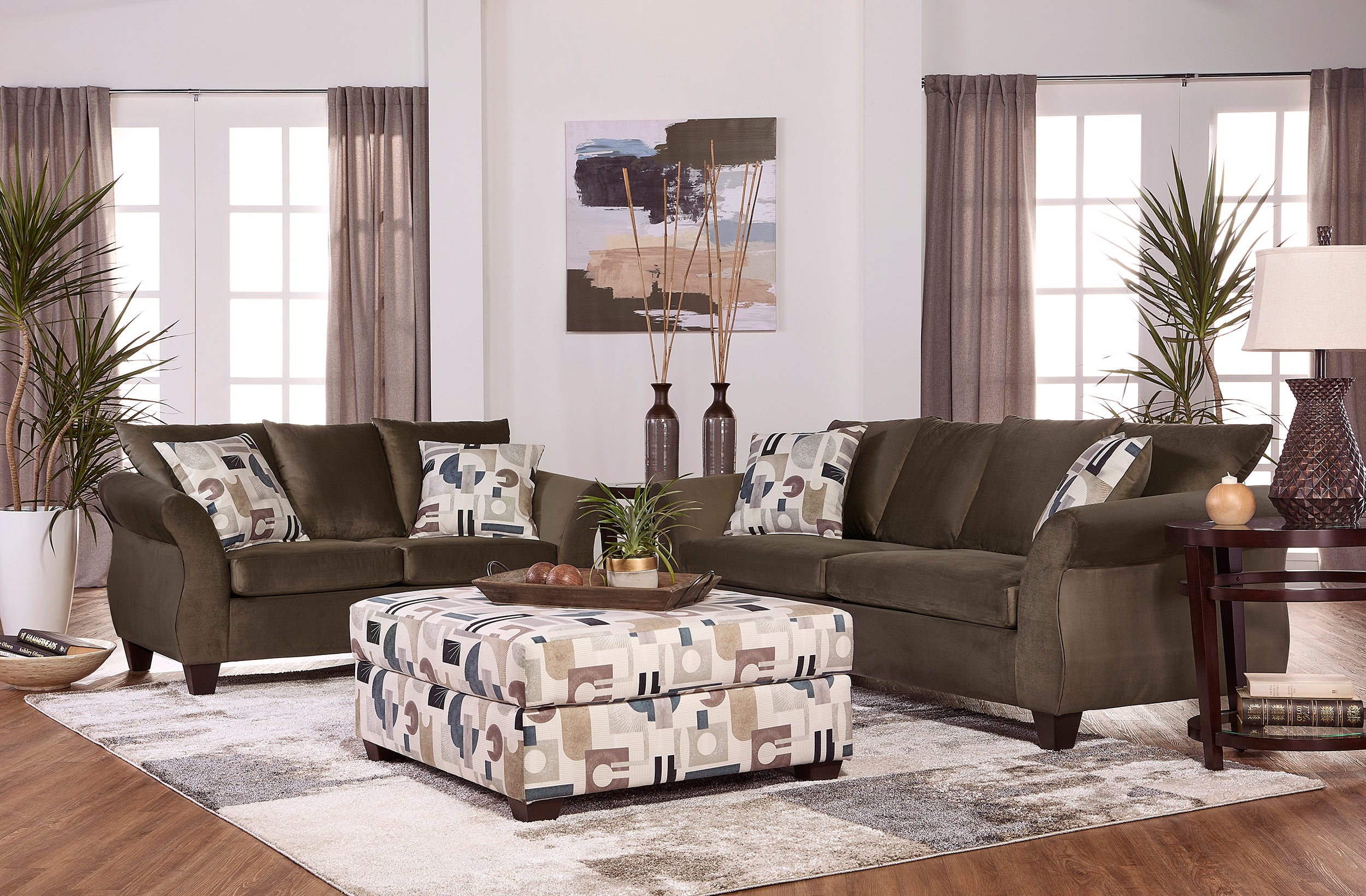 Josie Olive Sofa and Loveseat