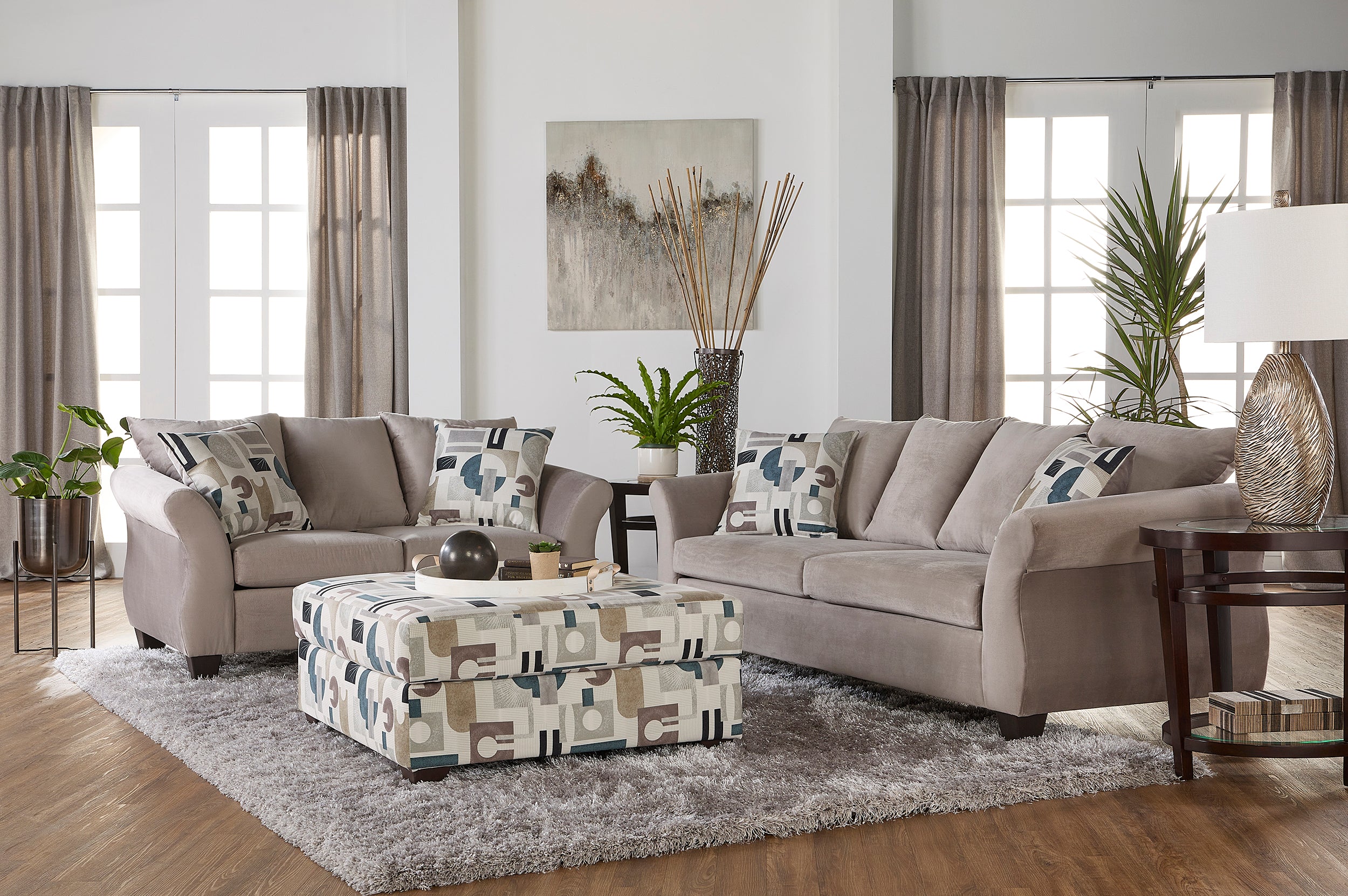 Josie Platinum Sofa and Loveseat