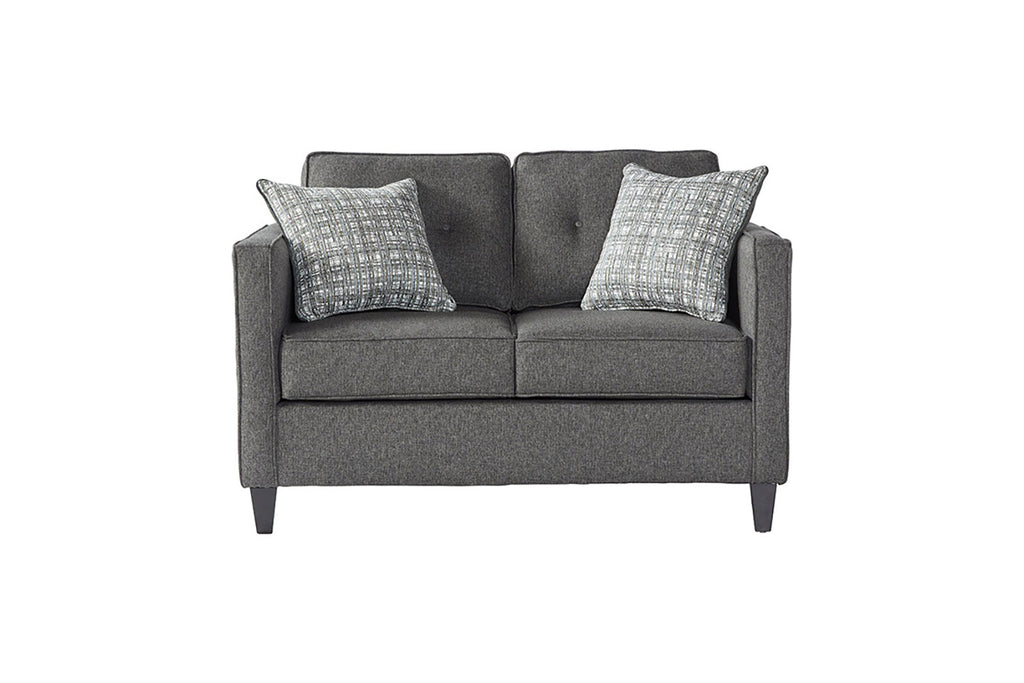Carob Performance Velvet Gray Sofa and Loveseat